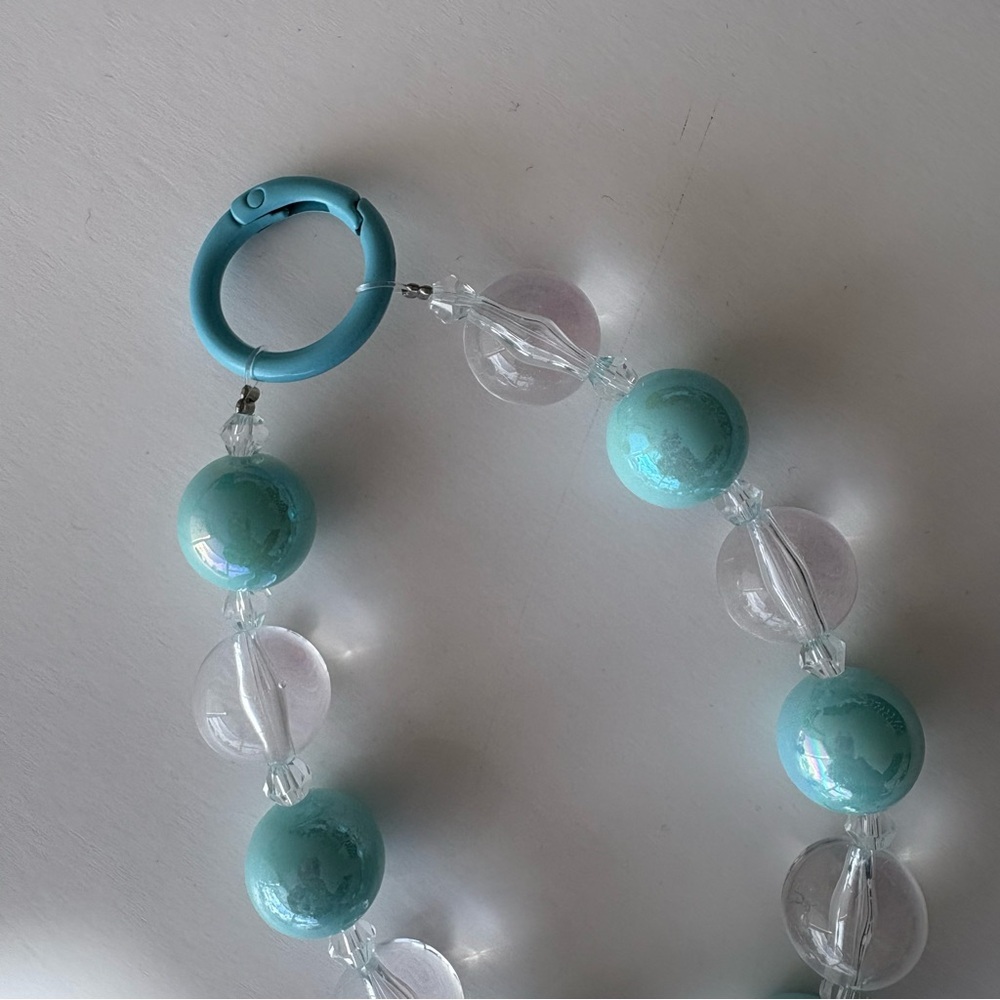 Elegant Chunky Turquoise and Clear Beaded Bag Charm - Picture 6 of 6